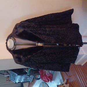 Vintage Curly Lamb Coat with Fur Collar